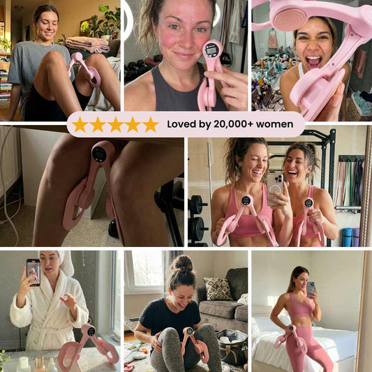 Woman training her pelvic floor at home with BloomFit Core Restore