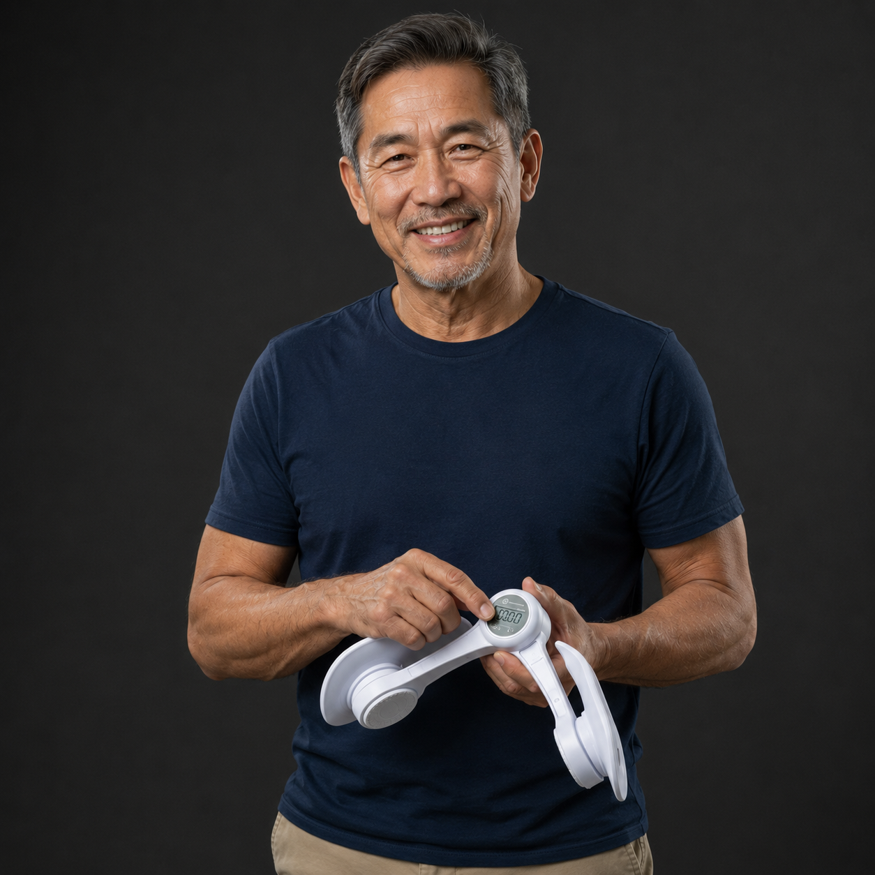 Man holding the BloomFit Control Trainer at home